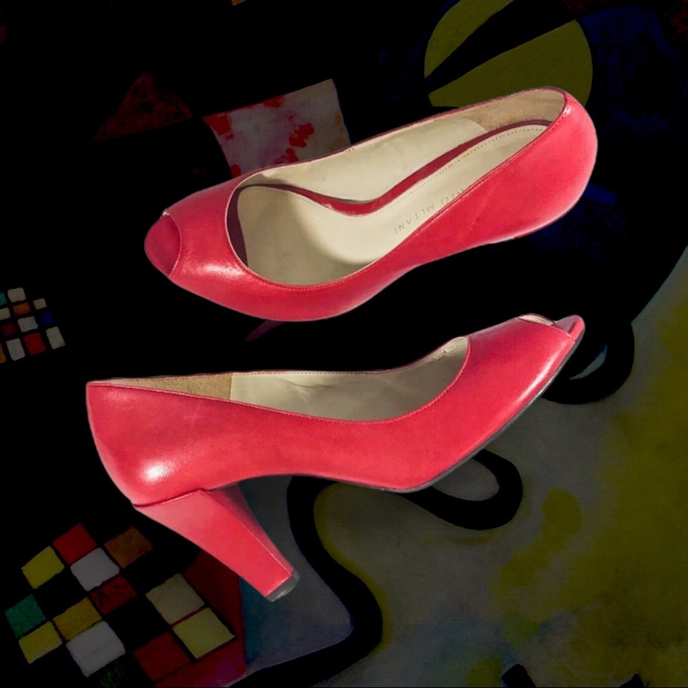 -ANTONIO MELANI NEW Red leather peep toe heels👠 6